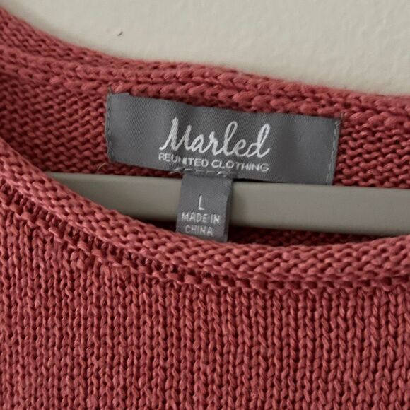 Marled Coral Pink Sweater “Stars & Stripes” Womens Size Large Preloved Excellent - Picture 4 of 6